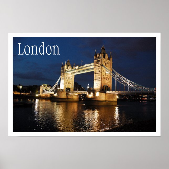 Tower Bridge at Night, London, England Poster (Front)