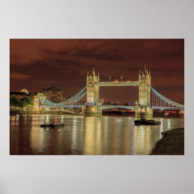 Tower Bridge at night, London Poster (Front)
