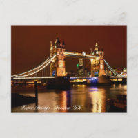Tower Bridge, London at Night, England / love UK  Postcard