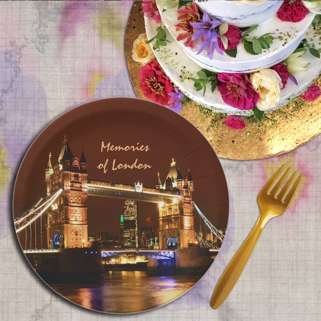 Tower Bridge & London at Night, England /party UK  Paper Plates (Creator Uploaded)