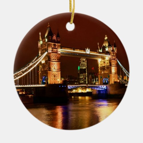 Tower Bridge London at Night England UK Ceramic Ornament
