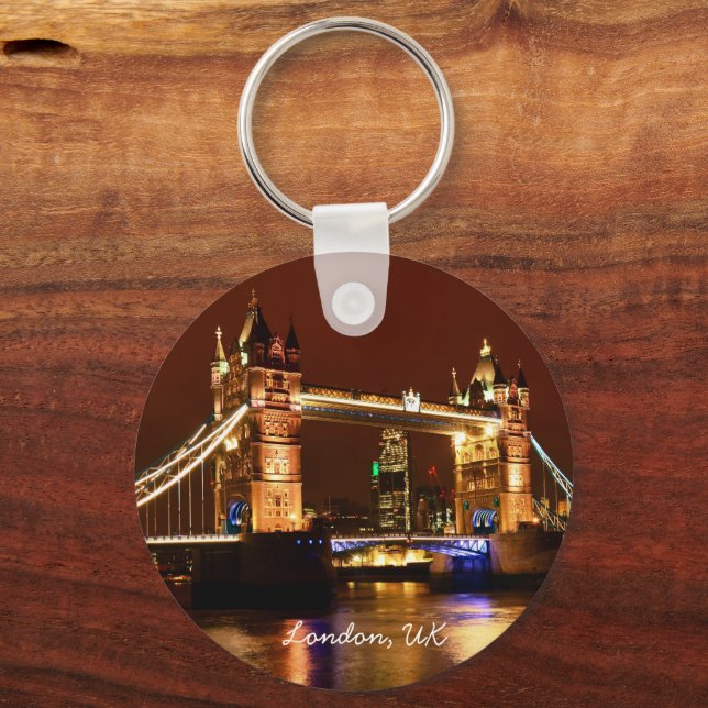 Tower Bridge, London at Night, England (UK) Keychain (Front)