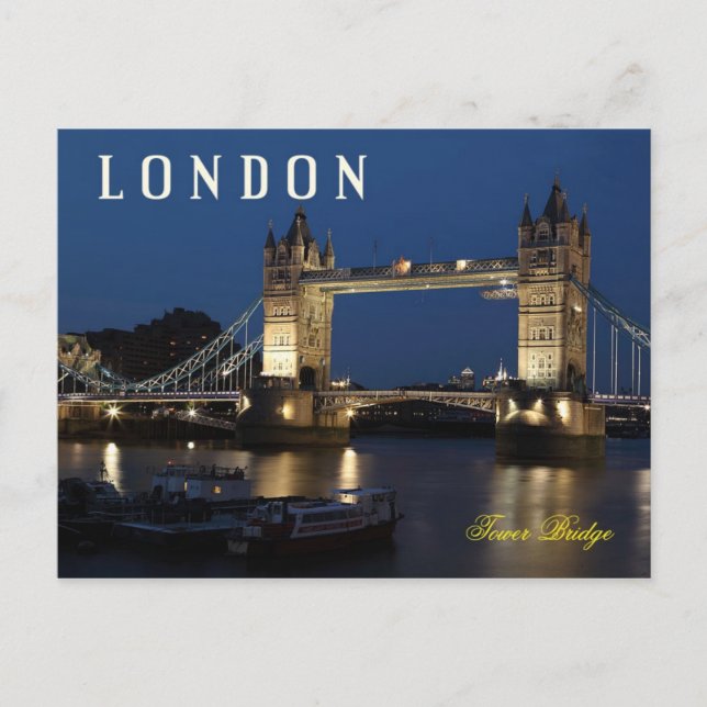 Tower Bridge, London, England at night Postcard (Front)