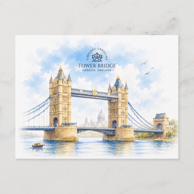 Tower Bridge,  London, England, Iconic Landmark Postcard (Front)