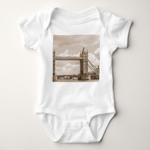 Tower Bridge London iconic vintage sepia Baby Bodysuit