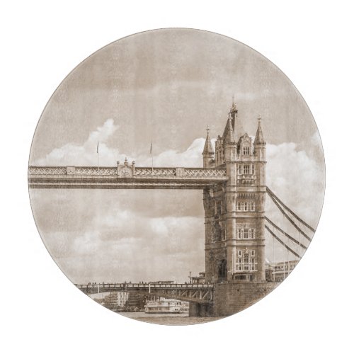 Tower Bridge London iconic vintage sepia Cutting Board