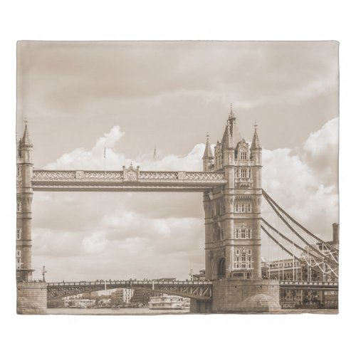 Tower Bridge London iconic vintage sepia Duvet Cover