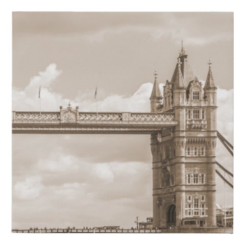 Tower Bridge London iconic vintage sepia Faux Canvas Print