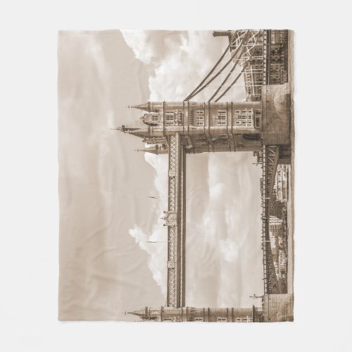 Tower Bridge London iconic vintage sepia Fleece Blanket