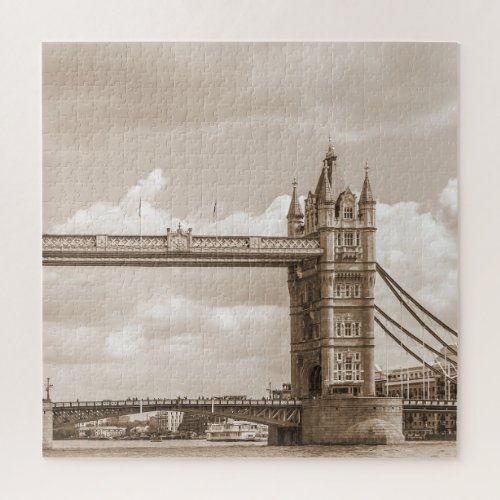 Tower Bridge London iconic vintage sepia Jigsaw Puzzle