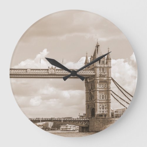 Tower Bridge London iconic vintage sepia Large Clock