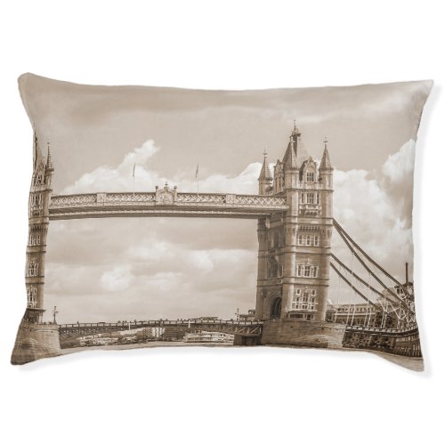 Tower Bridge London iconic vintage sepia Pet Bed