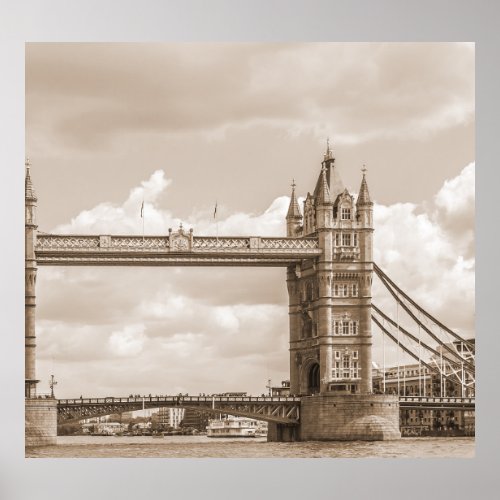Tower Bridge London iconic vintage sepia Poster