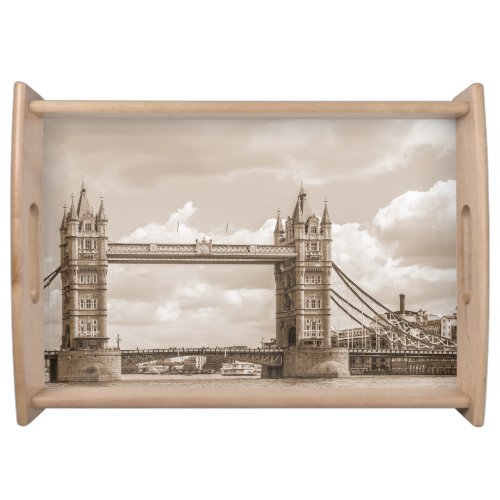 Tower Bridge London iconic vintage sepia Serving Tray