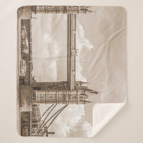 Tower Bridge London iconic vintage sepia Sherpa Blanket