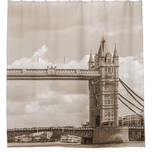 Tower Bridge London iconic vintage sepia Shower Curtain