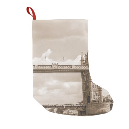 Tower Bridge London iconic vintage sepia Small Christmas Stocking