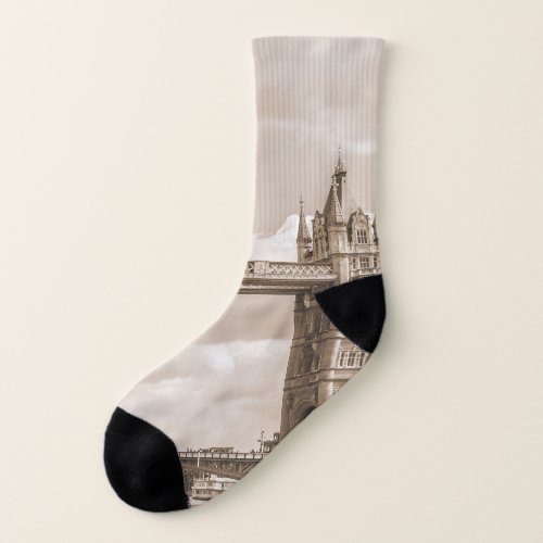 Tower Bridge London iconic vintage sepia Socks