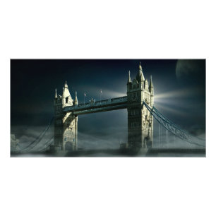 Tower Bridge London in Night Fog Card