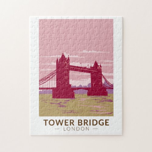 Tower Bridge London Travel Art Vintage Jigsaw Puzzle