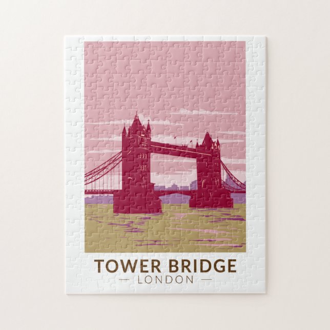 Tower Bridge London Travel Art Vintage Jigsaw Puzzle (Vertical)