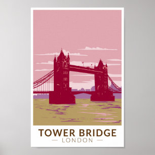 Tower Bridge London Travel Art Vintage Poster