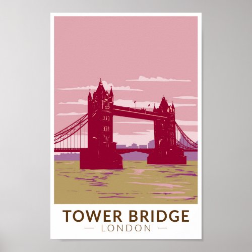 Tower Bridge London Travel Art Vintage Poster