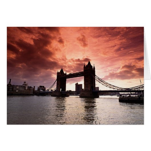 Tower Bridge Red Sky Cards (Front Horizontal)