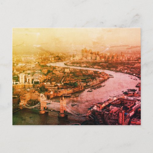 TOWER BRIDGE  RIVER THAMES AERIAL VIEW _ LONDON POSTCARD