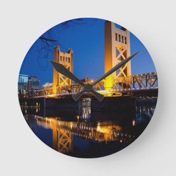 Tower Bridge - Sacramento  Ca Round Clock by DragonL8dy at Zazzle