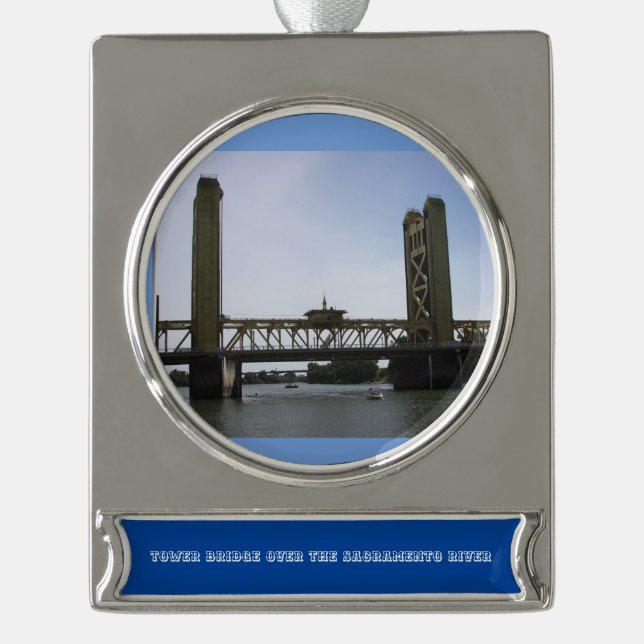 Tower Bridge Silver Plated Banner Ornament (Front)