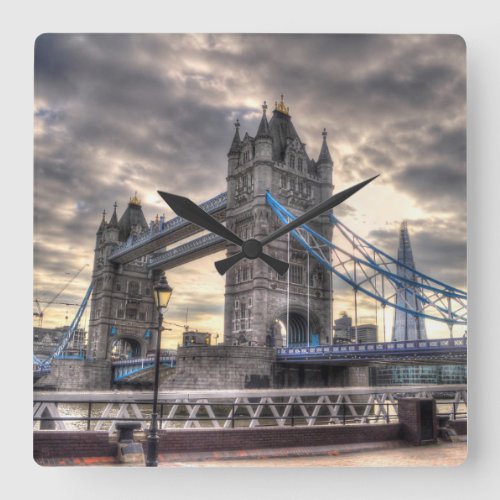 Tower Bridge  The Shard London England Square Wall Clock