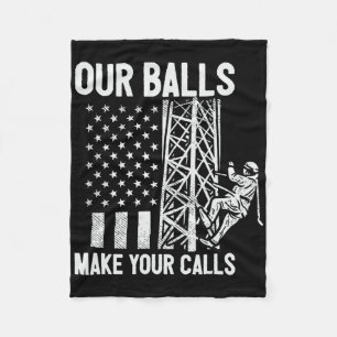 Tower Climber American Usa Flag Our Make Your Call Fleece Blanket