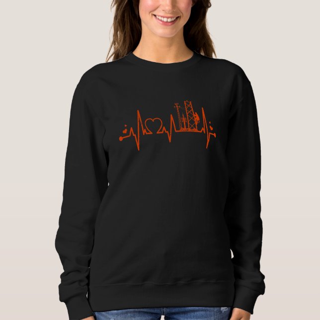 Tower Climber Heartbeat Aerial Technician Cell Tow Sweatshirt (Front)