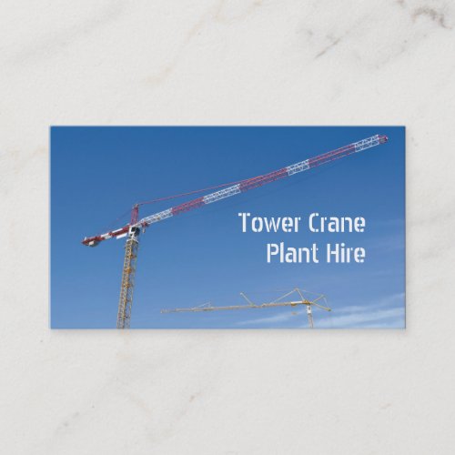 Tower crane and yellow excavator business card