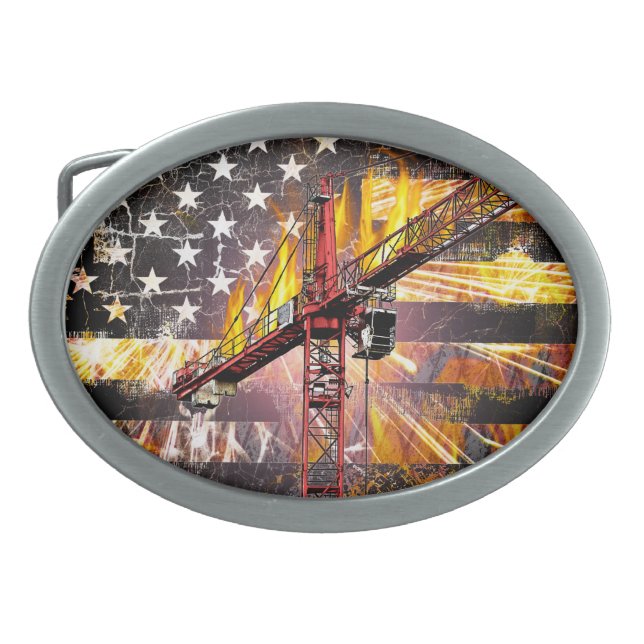 Tower Crane Operator Flag Belt Buckle (Front)