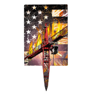 Tower Crane Operator Flag Cake Topper