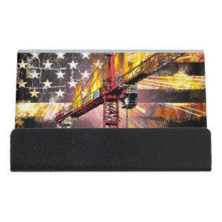 Tower Crane Operator Flag Desk Business Card Holder