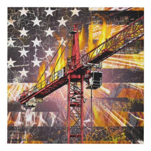 Tower Crane Operator Flag Faux Canvas Print