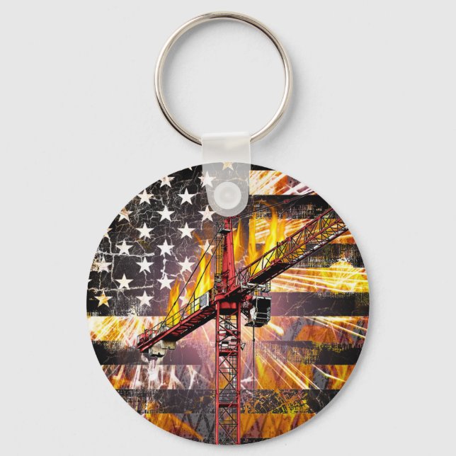 Tower Crane Operator Flag Keychain (Front)