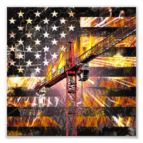 Tower Crane Operator Flag Photo Print