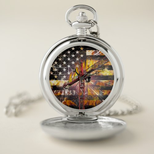 Tower Crane Operator Flag Pocket Watch