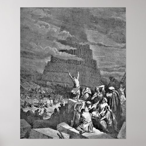 Tower of Babel Bible Gustave Dore Illustration Poster