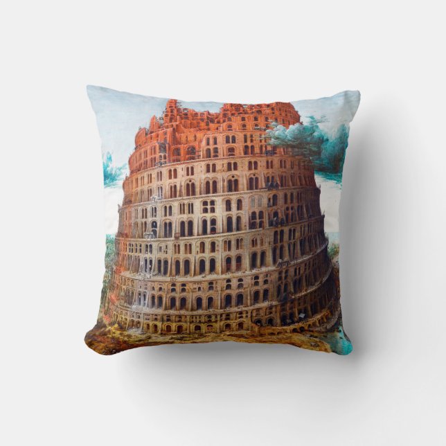 Tower of Babel, Pieter Bruegel the Elder Throw Pillow (Front)