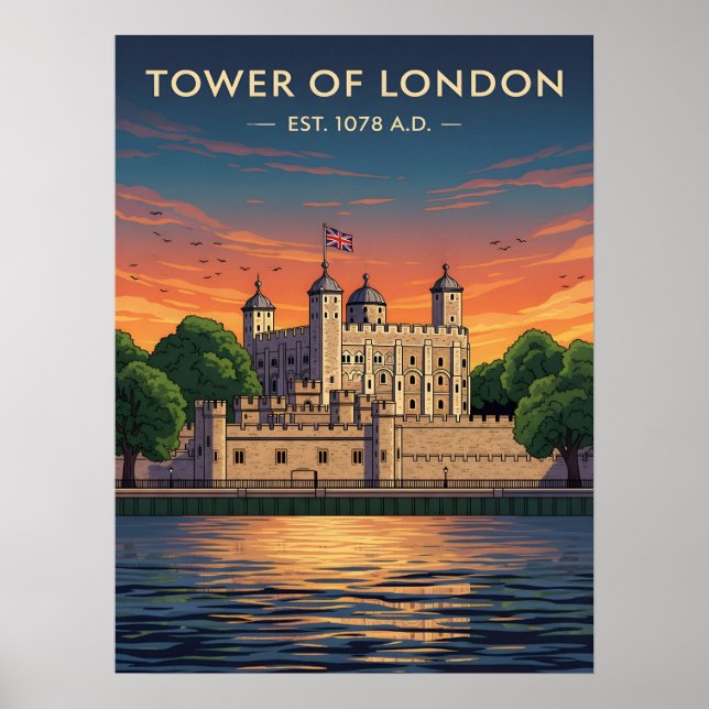 Tower of London at sunset Poster (Front)