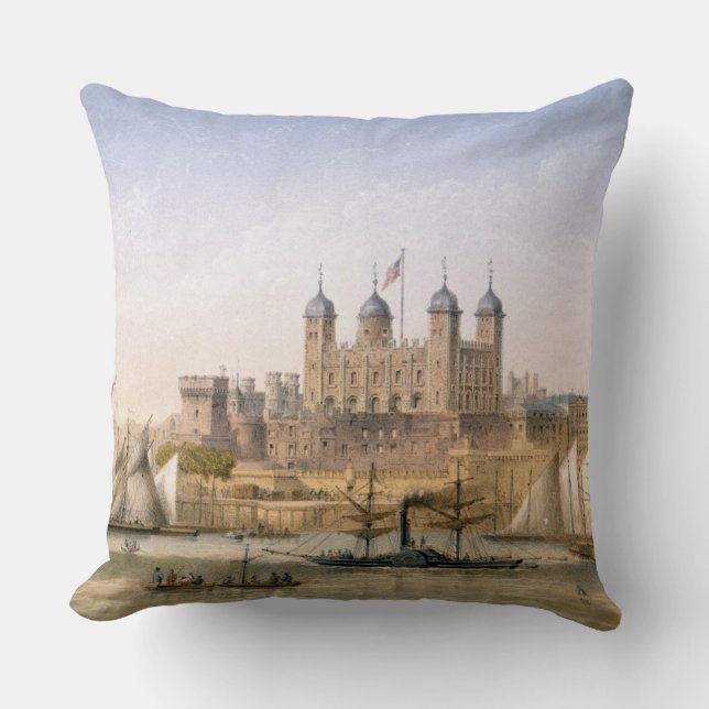 Tower of London, c.1862 (colour litho) Throw Pillow (Front)