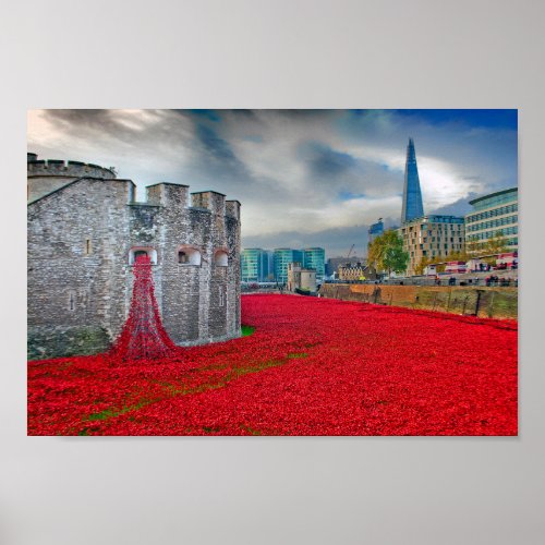 Tower of London Red Poppies England UK Poster