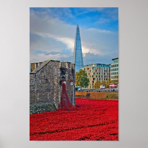 Tower of London Red Poppies England UK Poster