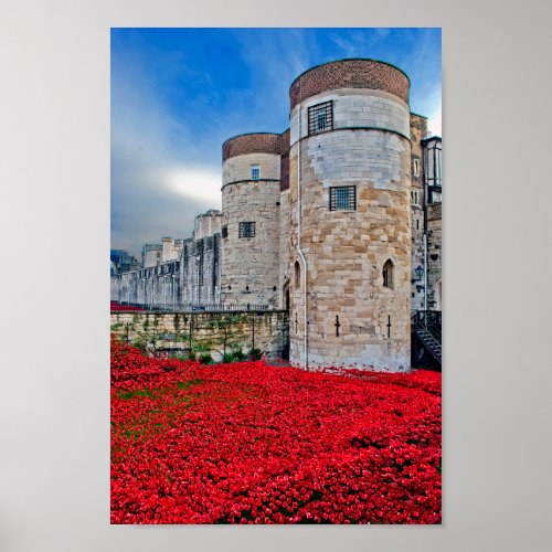 Tower of London Red Poppies England UK Poster