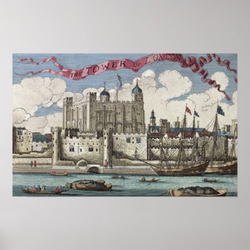Tower of London Seen from the River Thames Poster
